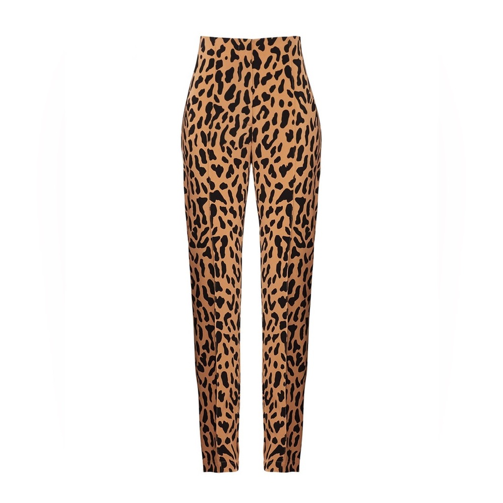 Diane Von Furstenberg Tan and Black Leopard Print Trousers